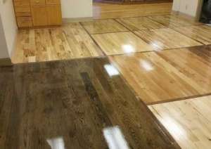 Natural wood flooring in a kitchen